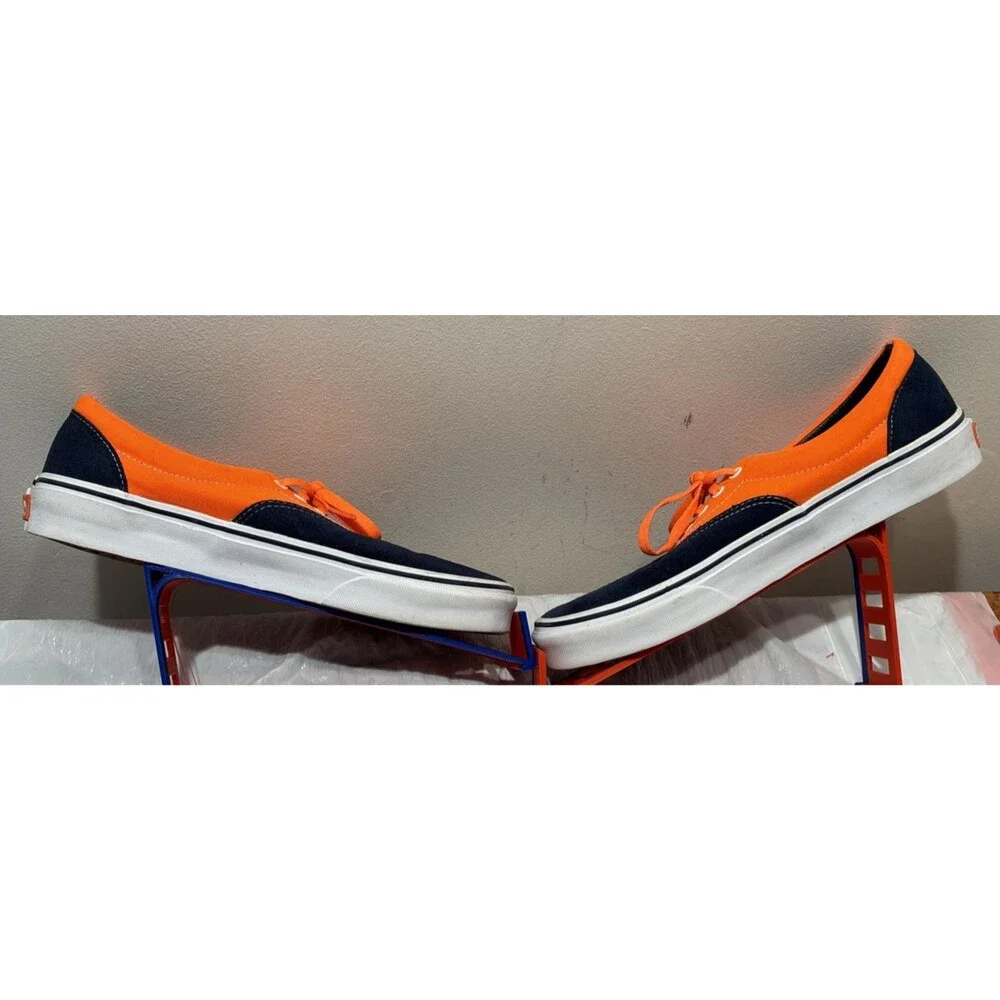 Vans Era NEON ORANGE/DRESS BLUES Suede/Canvas Lace Sneakers Men 10.5 Women 12